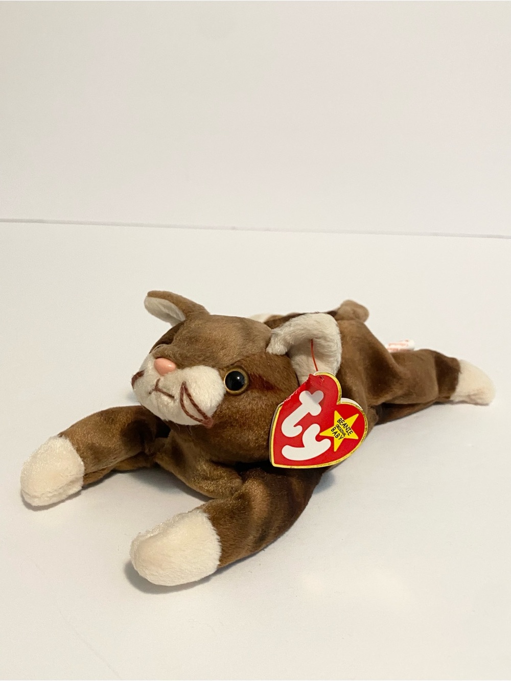 Ty Beanie Babies Baby Pounce Brown Cat  Plush Vintage 1997 Stuffed Animal Toy